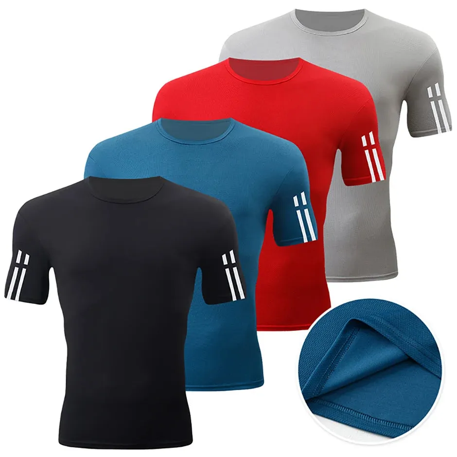 4 Pack Men's Quick-Dry Sports T-Shirts – Breathable Gym & Running Tees