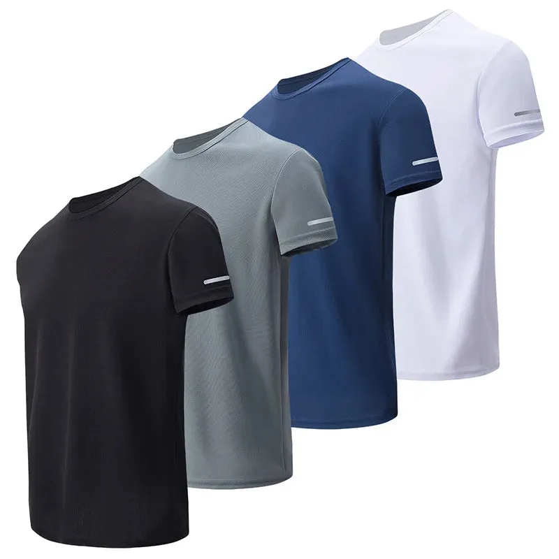 4 Pack Men's Quick-Dry Sports T-Shirts – Breathable Gym & Running Tees