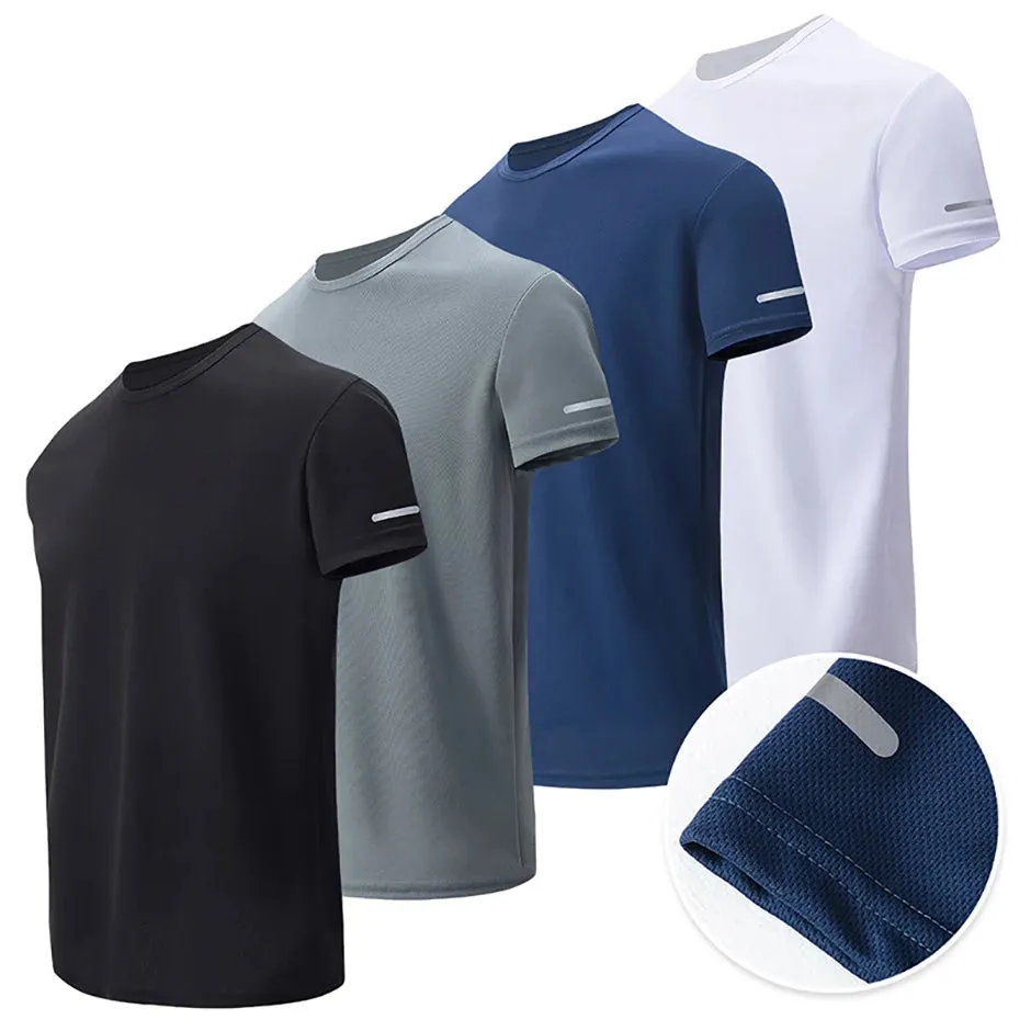 4 Pack Men's Quick-Dry Sports T-Shirts – Breathable Gym & Running Tees