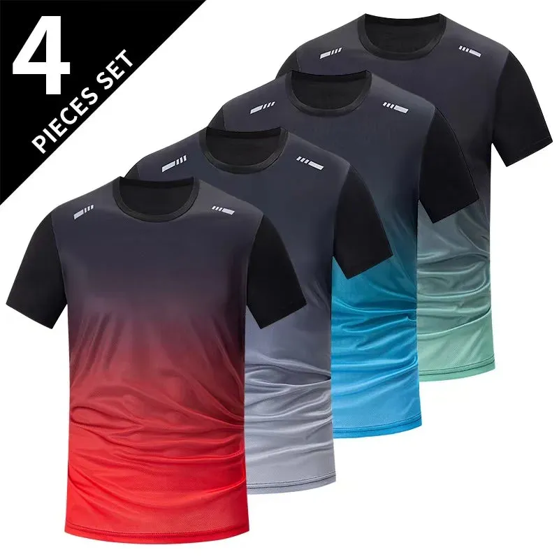 4 Pack Men's Quick-Dry Sports T-Shirts – Breathable Gym & Running Tees