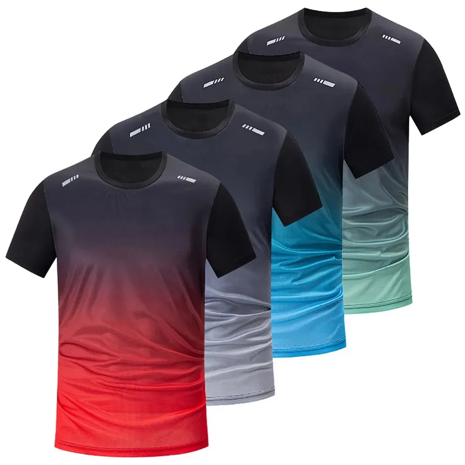 4 Pack Men's Quick-Dry Sports T-Shirts – Breathable Gym & Running Tees