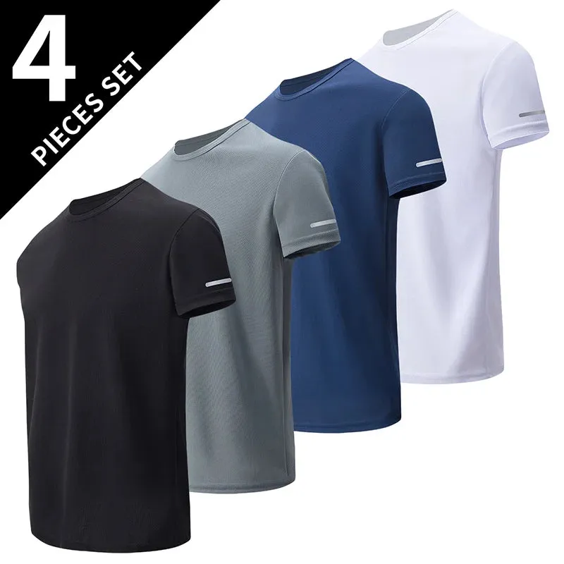 4 Pack Men's Quick-Dry Sports T-Shirts – Breathable Gym & Running Tees