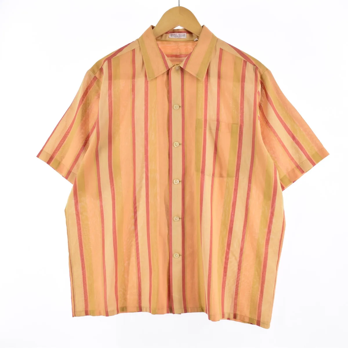 70'S DURA-FRESH Short Sleeve Striped Shirt Men's XL Vintage /eaa341318