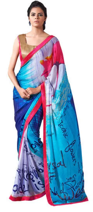 A Blossom Flavourish Coloured Fashionable Digital Printed Saptrangi Red Party wear saree