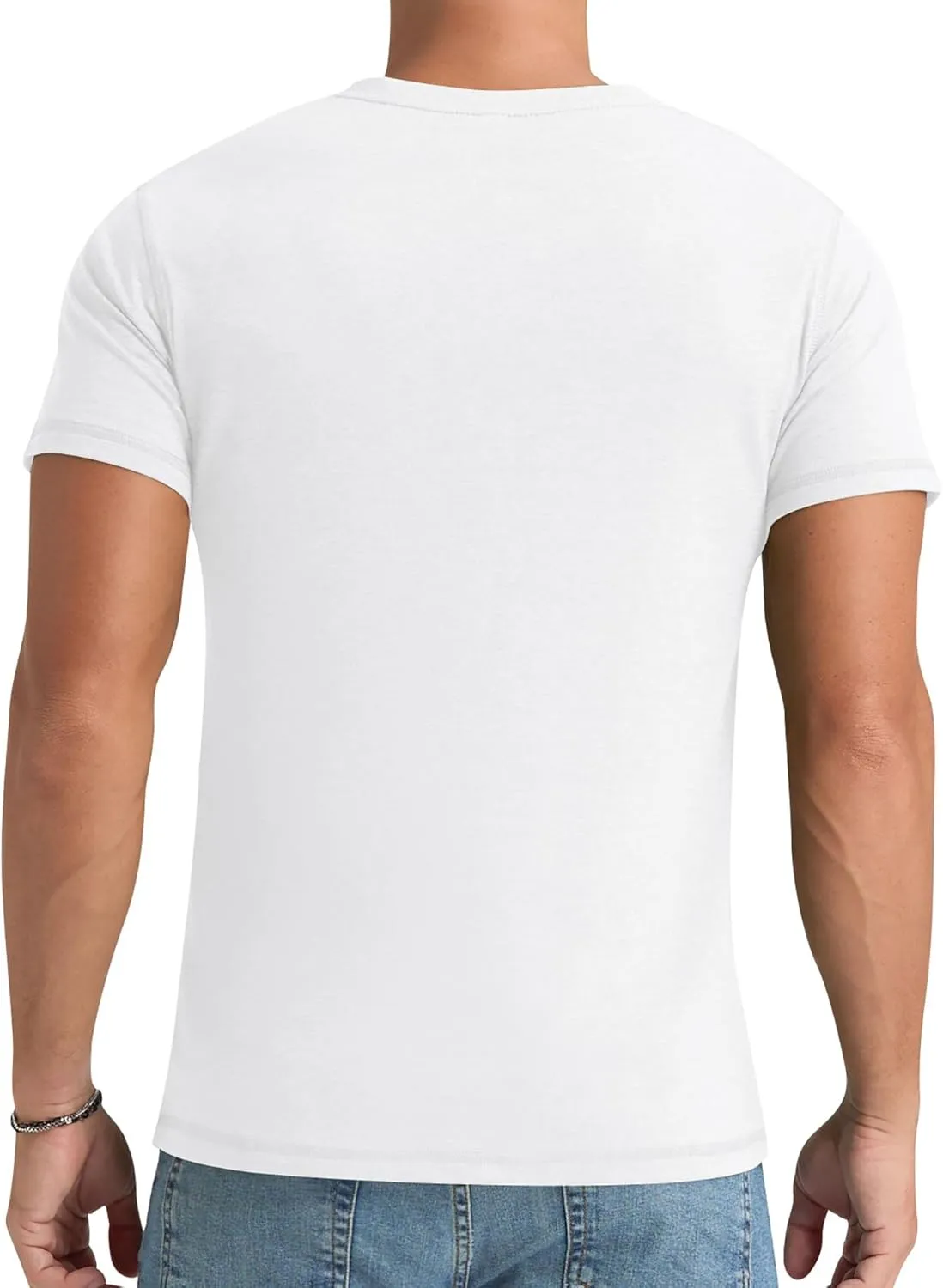 Aimeilgot Mens Henley Shirts Short Sleeve Casual Washed Retro T-Shirts Slim Fit Soft Cotton Classic Summer Basic Tees