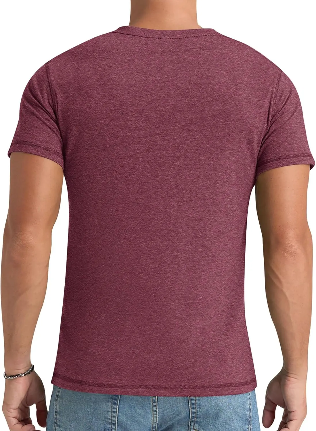 Aimeilgot Mens Henley Shirts Short Sleeve Casual Washed Retro T-Shirts Slim Fit Soft Cotton Classic Summer Basic Tees