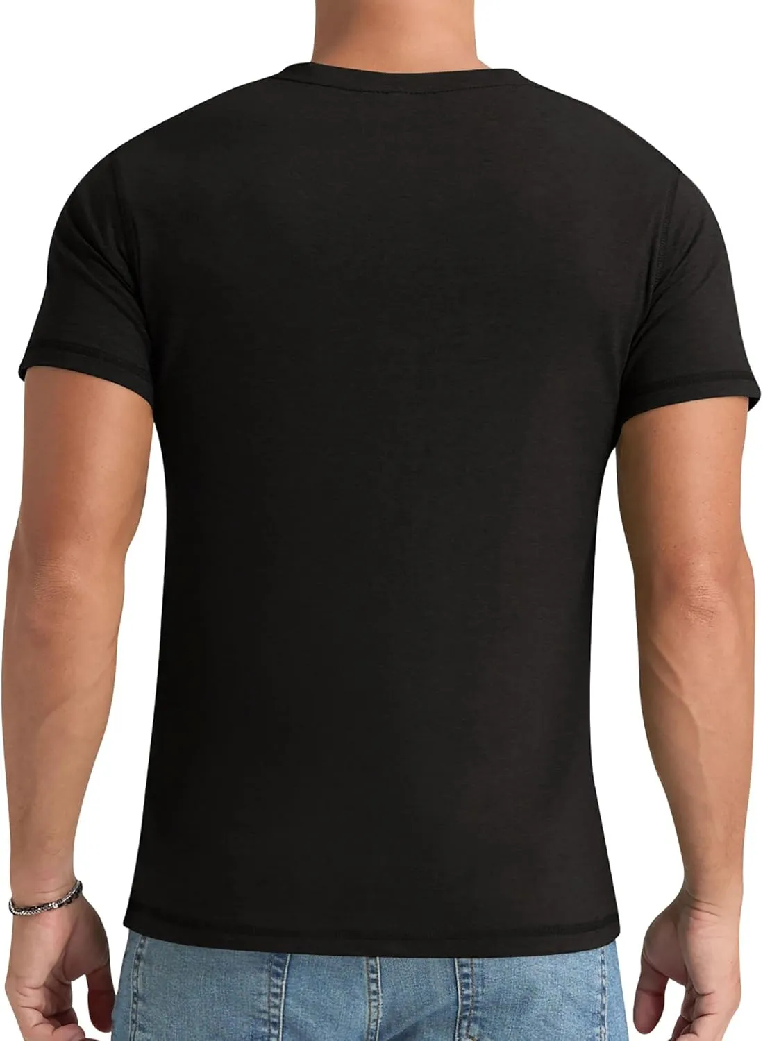 Aimeilgot Mens Henley Shirts Short Sleeve Casual Washed Retro T-Shirts Slim Fit Soft Cotton Classic Summer Basic Tees