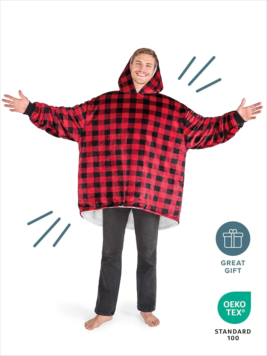 Bare Home Wearable Blanket B-Cozy Hoodie - Soft Plush Sherpa - Warm and Cozy - Oversized Wearable Blanket - Adult & Kid Sizes