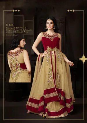 Beige Color Net Lehenga Choli