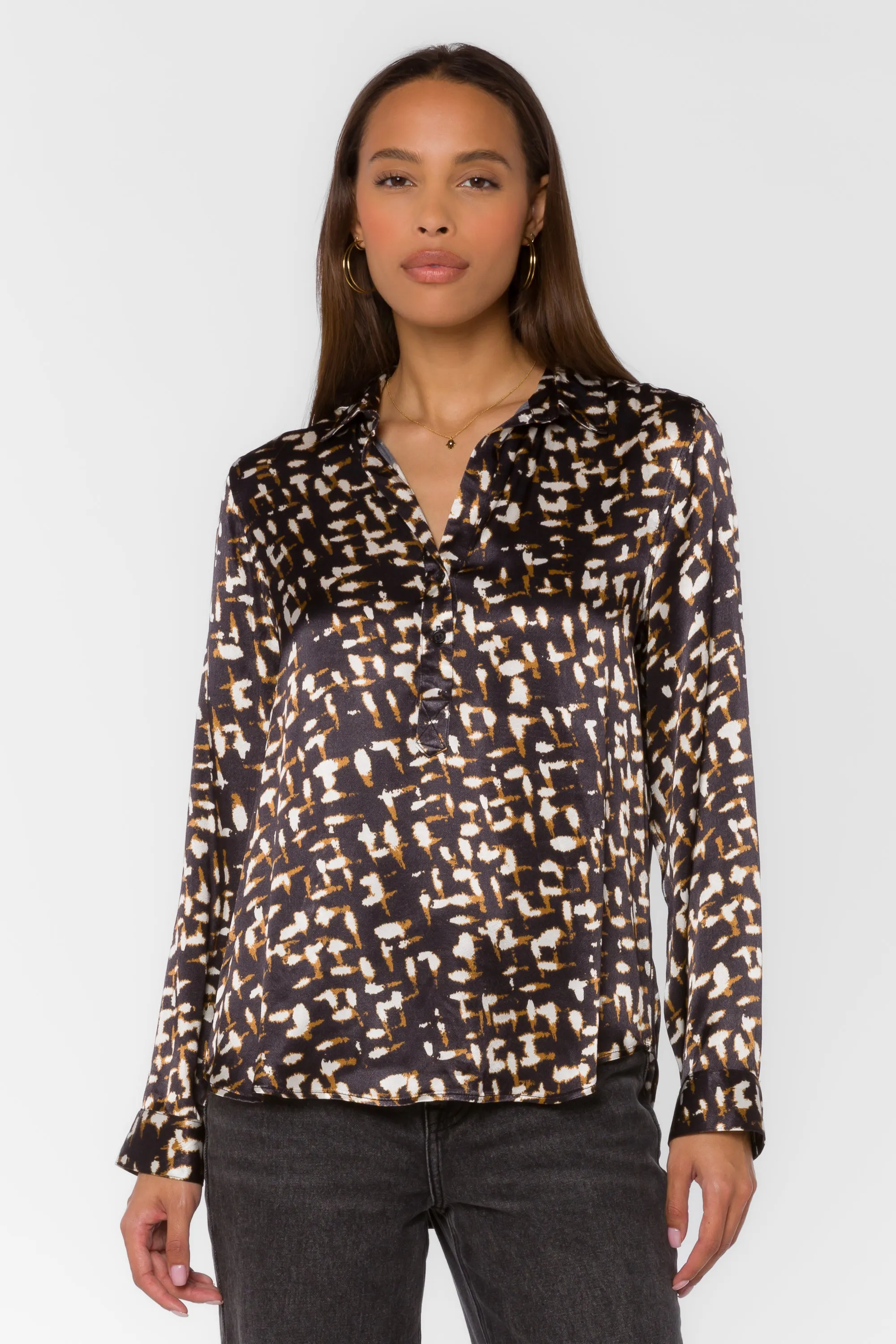 Benedita Black Abstract Geo Blouse