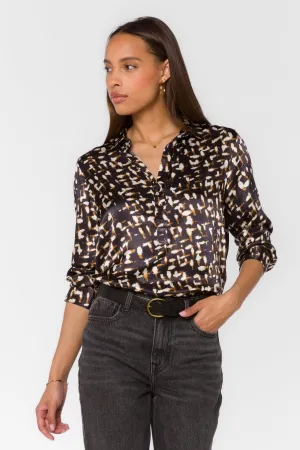 Benedita Black Abstract Geo Blouse