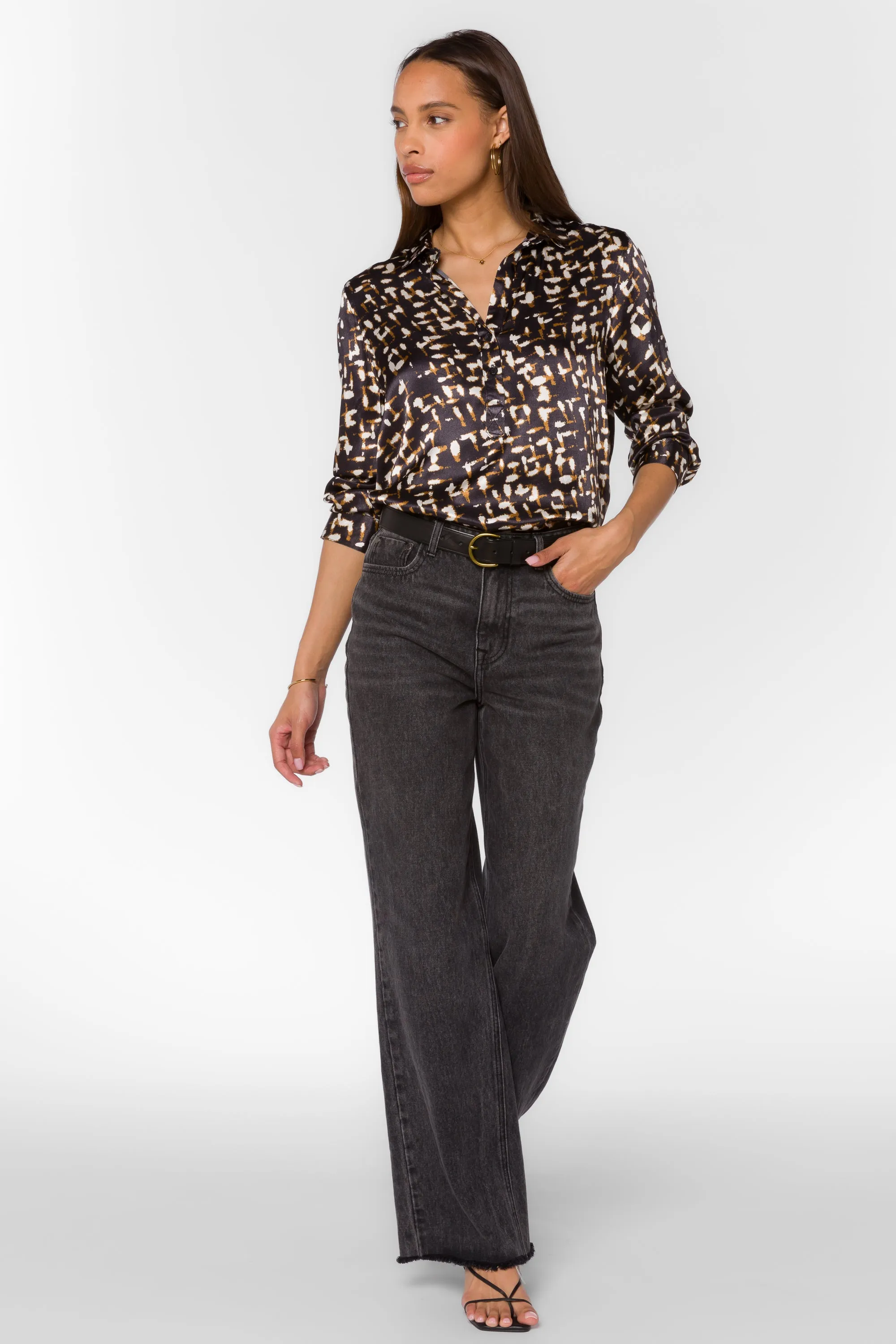 Benedita Black Abstract Geo Blouse
