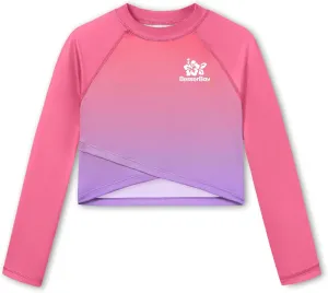 BesserBay Girls UPF 50  Long Sleeve Mock Neck Crossover Hem Swim Crop Top 4-12 Years