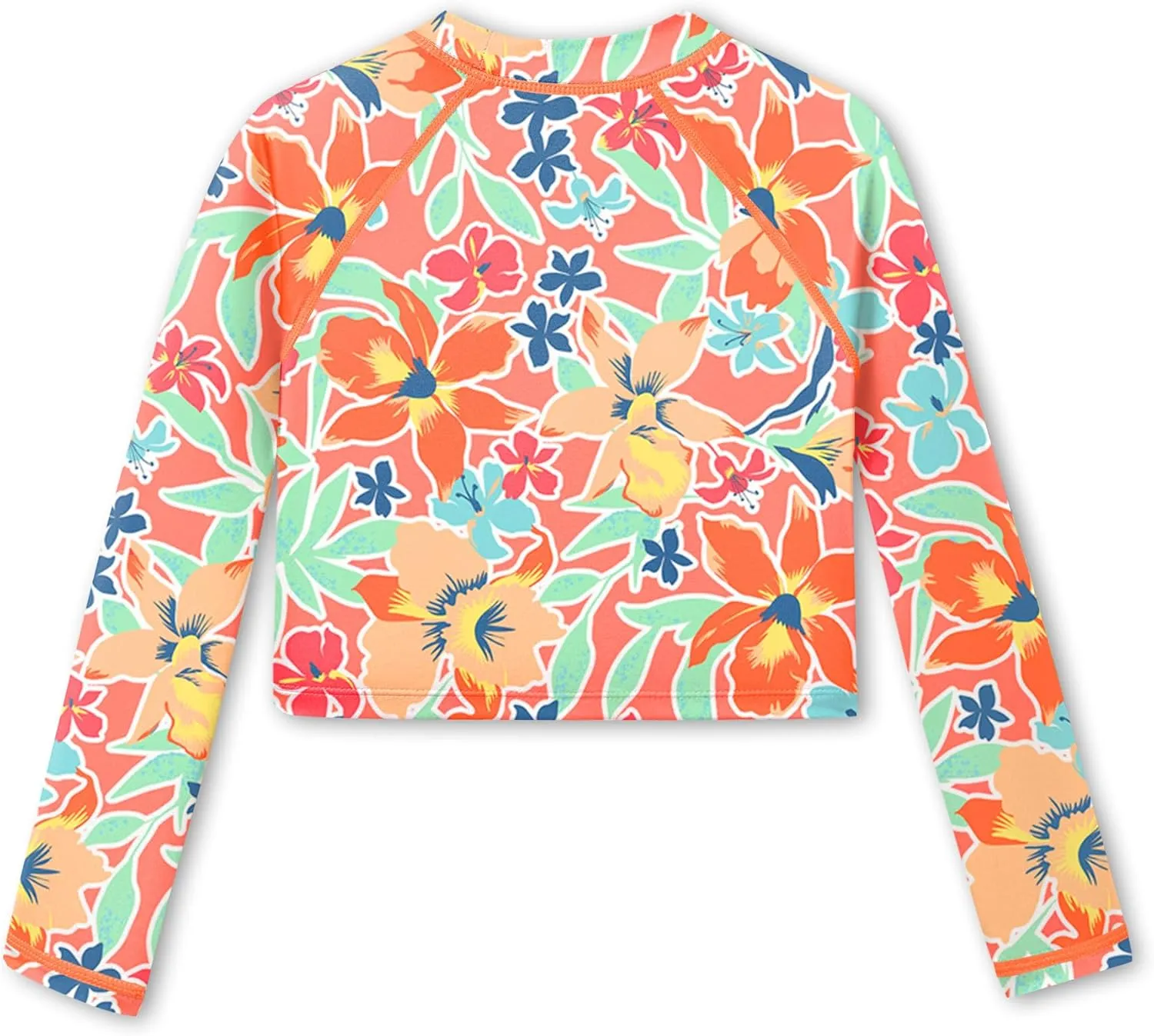 BesserBay Girls UPF 50  Long Sleeve Mock Neck Crossover Hem Swim Crop Top 4-12 Years