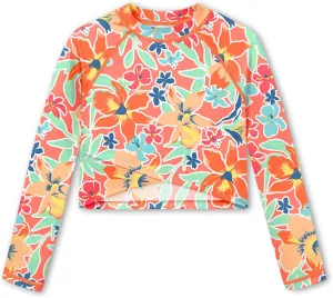 BesserBay Girls UPF 50  Long Sleeve Mock Neck Crossover Hem Swim Crop Top 4-12 Years