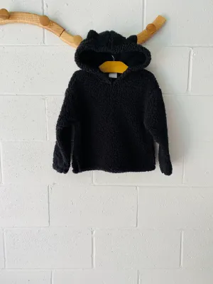 Black Faux Shearling Hoodie, 5 years