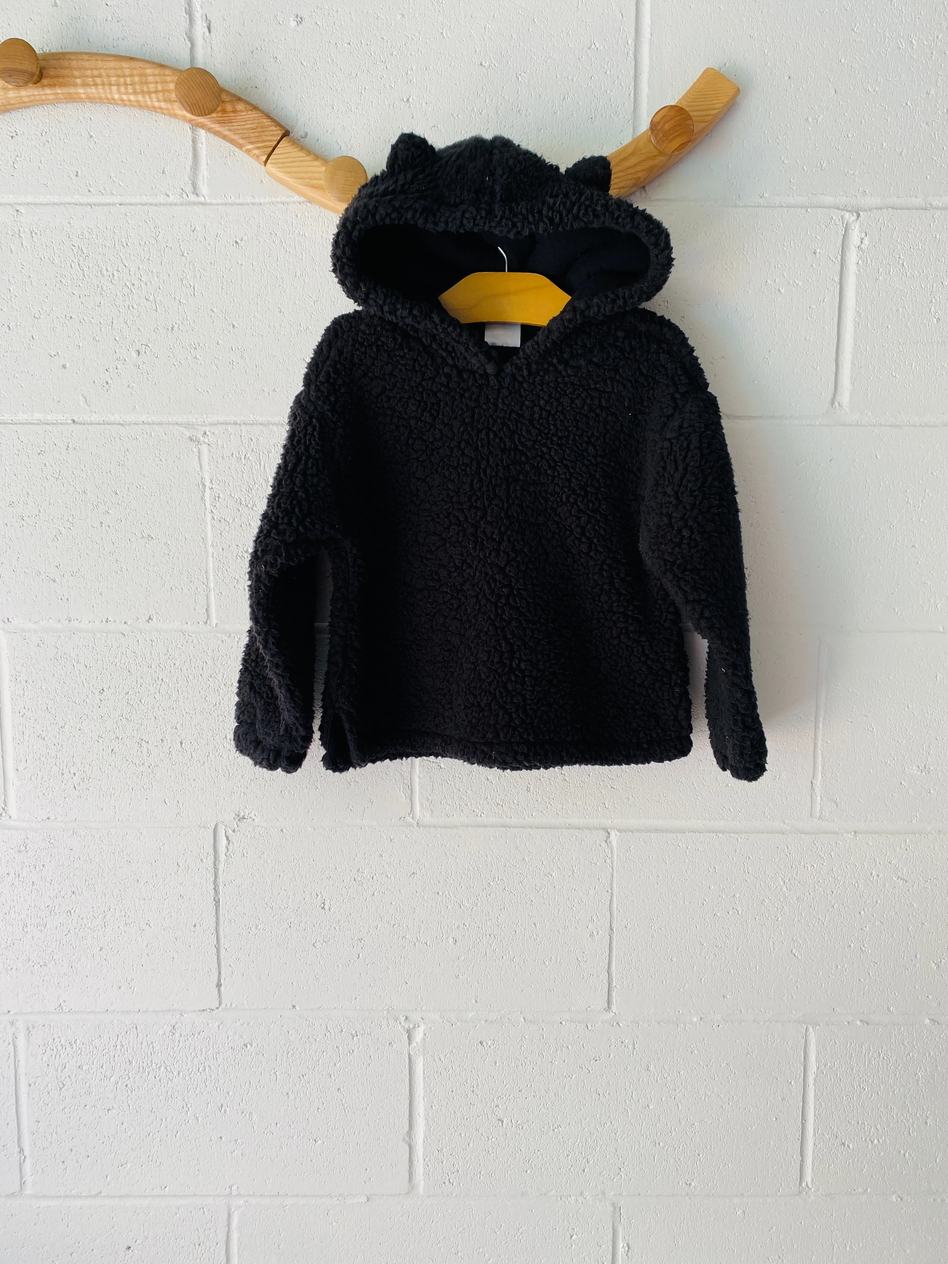 Black Faux Shearling Hoodie, 5 years