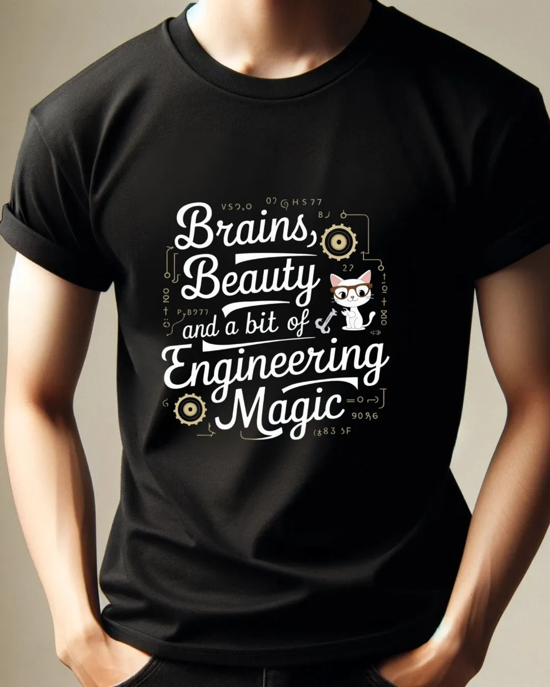 Brains Beauty & Bit of Engineering Magic Cotton T-Shirt