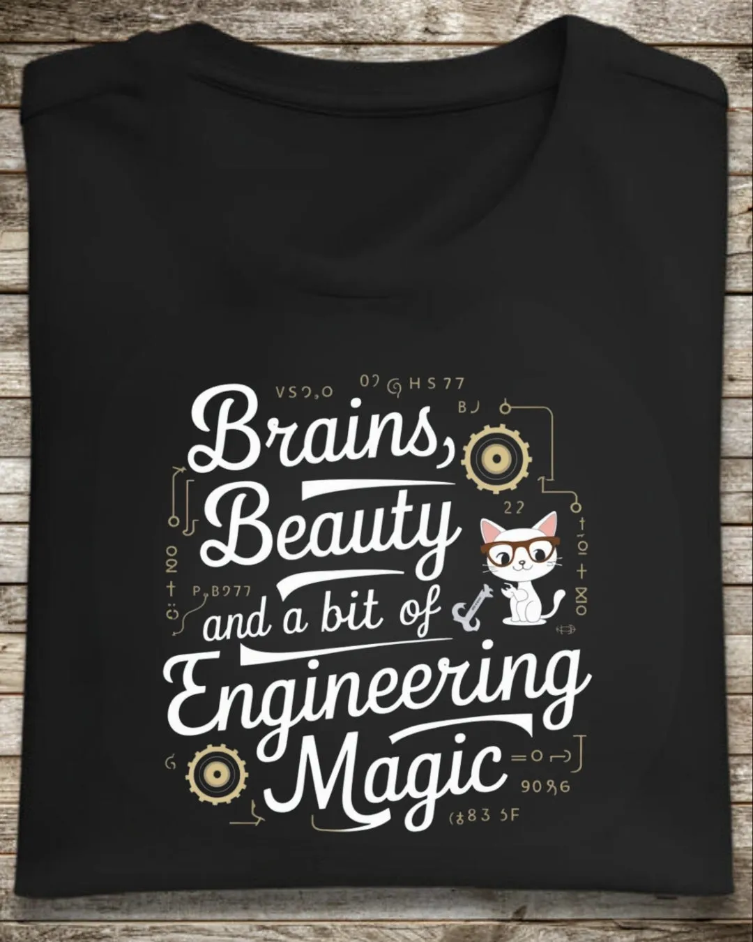 Brains Beauty & Bit of Engineering Magic Cotton T-Shirt