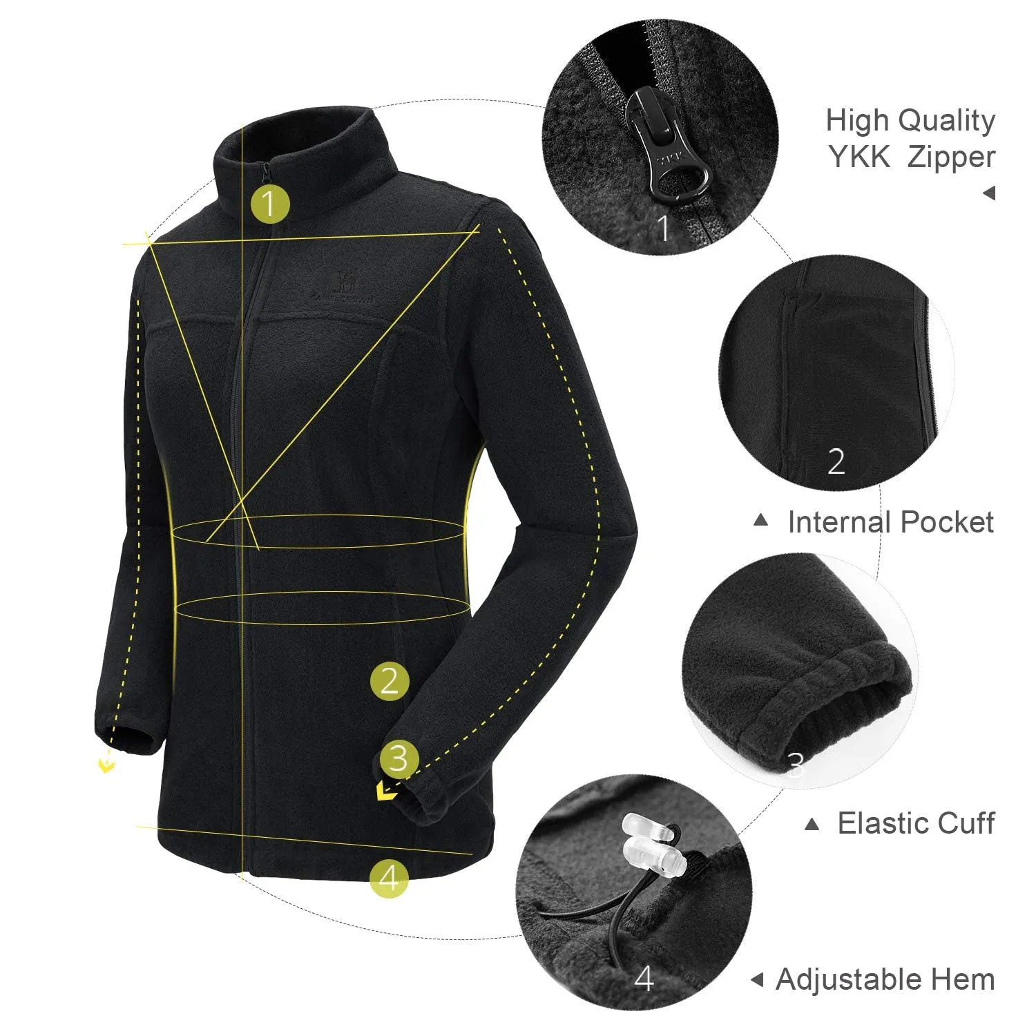 CAMEL CROWN Women's Fleece Jacket with Pockets