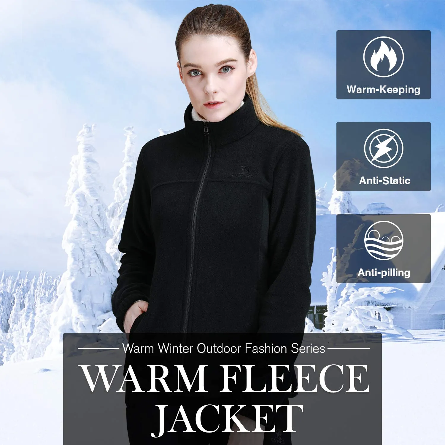 CAMEL CROWN Women's Fleece Jacket with Pockets