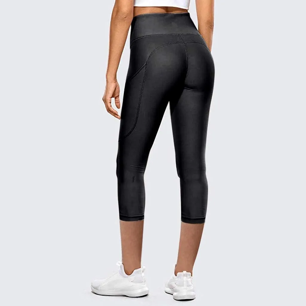 Capri Leggings for Women High Waist Capri Pants Workout Biker Slimming Athletic Gym Yoga Pants Casual Stretch Knee
