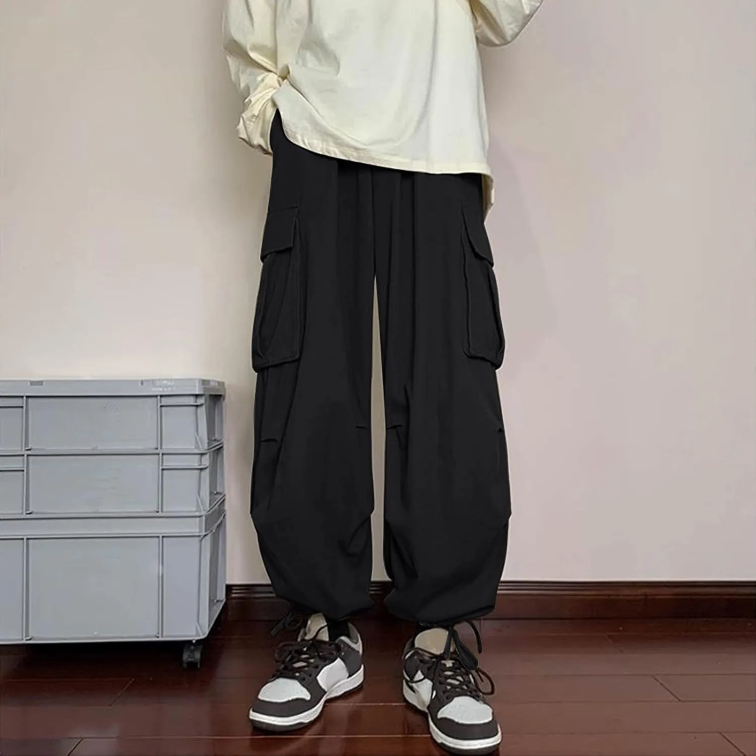 Cargo Pants for Men Big and Tall, Cotton Thick Workout Jogging Athletic Tapered Pants with Pockets Men's Heavy Weight
