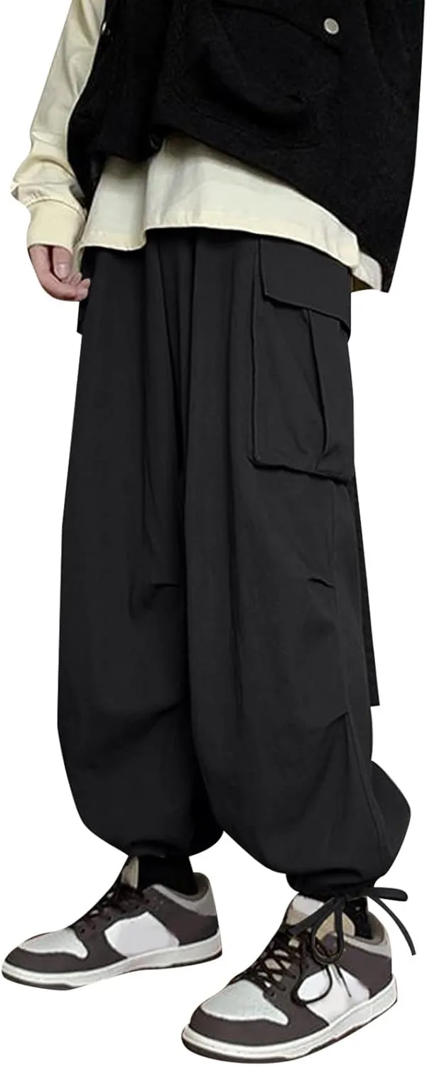 Cargo Pants for Men Big and Tall, Cotton Thick Workout Jogging Athletic Tapered Pants with Pockets Men's Heavy Weight