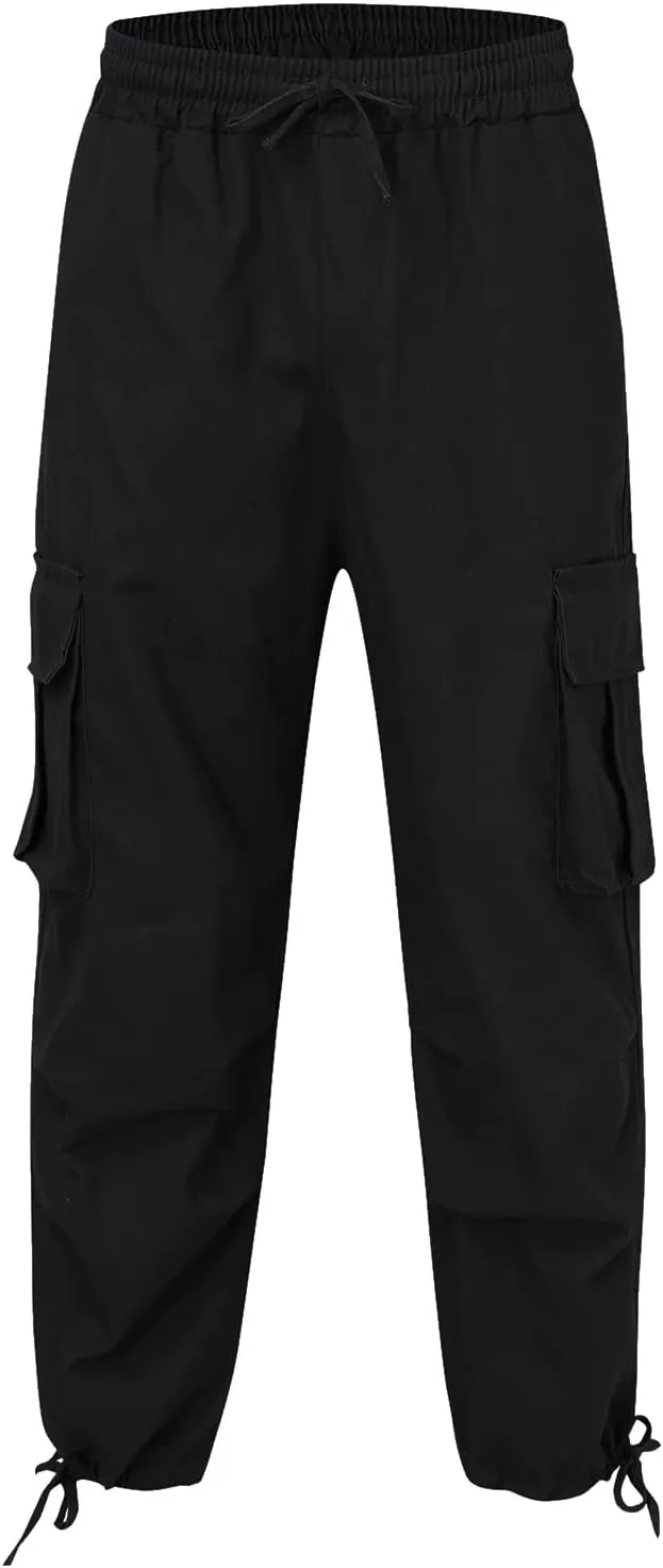 Cargo Pants for Men Big and Tall, Cotton Thick Workout Jogging Athletic Tapered Pants with Pockets Men's Heavy Weight