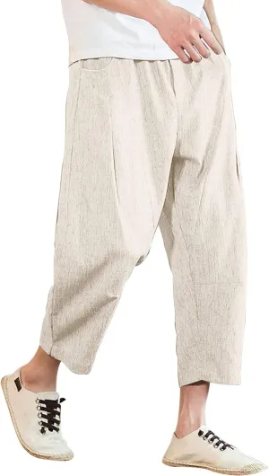 Cargo Pants for Men Relaxed Fit Jogger Sweatpants Drawstring Outdoor Trousers with Pockets Men's Cotton Multi-Pockets
