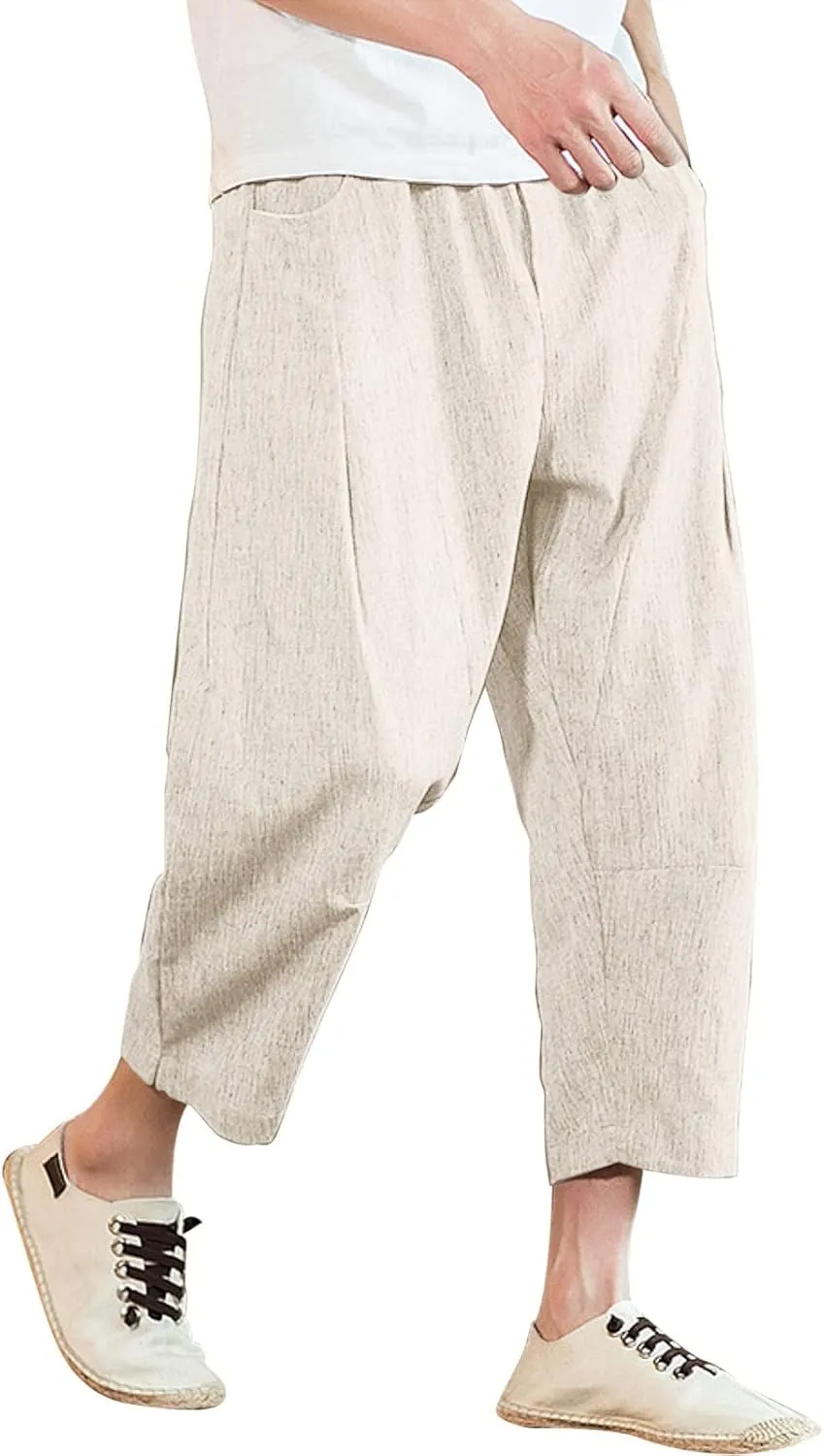 Cargo Pants for Men Relaxed Fit Jogger Sweatpants Drawstring Outdoor Trousers with Pockets Men's Cotton Multi-Pockets