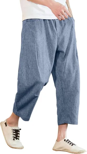 Cargo Pants for Men Relaxed Fit Jogger Sweatpants Drawstring Outdoor Trousers with Pockets Men's Cotton Multi-Pockets
