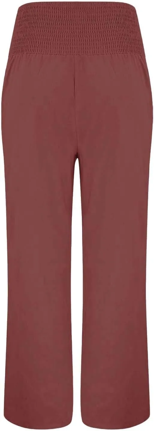 Cargo Pants for Women Winter Casual Business Slacks with Pockets Solid Color Elastic Waist