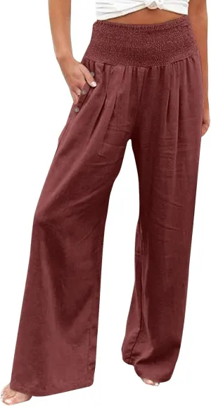 Cargo Pants for Women Winter Casual Business Slacks with Pockets Solid Color Elastic Waist