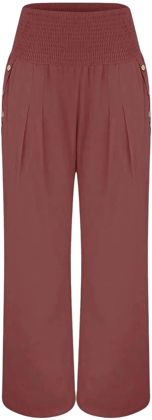 Cargo Pants for Women Winter Casual Business Slacks with Pockets Solid Color Elastic Waist