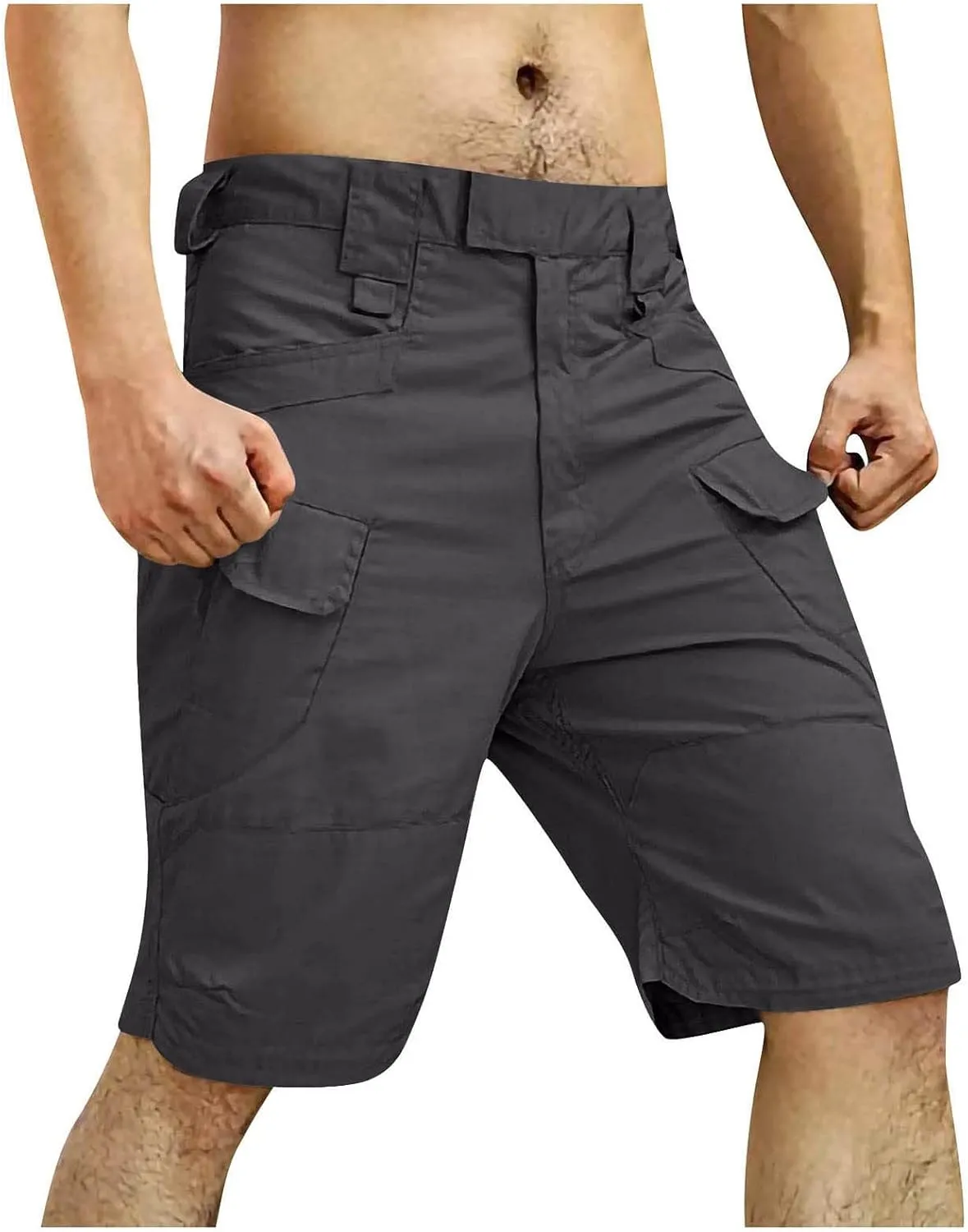 Cargo Shorts for Men Casual Loose Shorts with Pocket Athletic Cotton Linen Woven Elastic Comfy Cargo Pants for Men