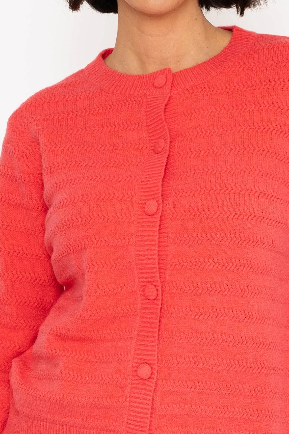 Cashmere Blend Cardigan in Coral