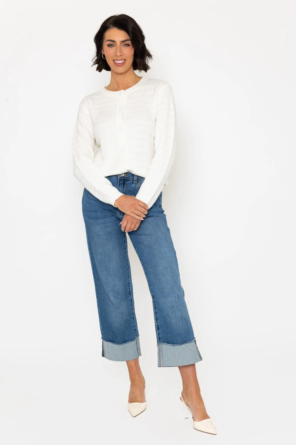 Cashmere Blend Cardigan in Ecru
