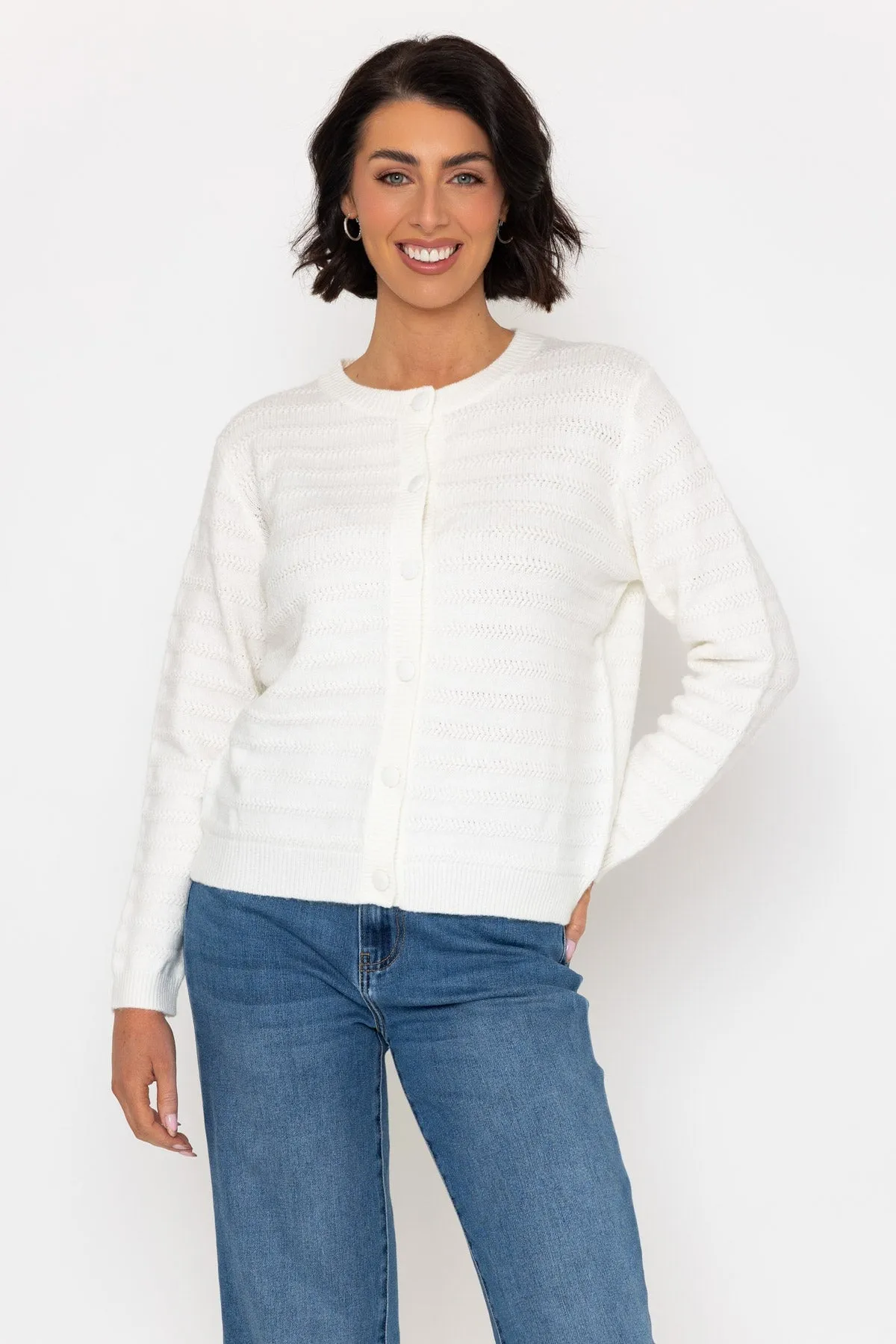 Cashmere Blend Cardigan in Ecru