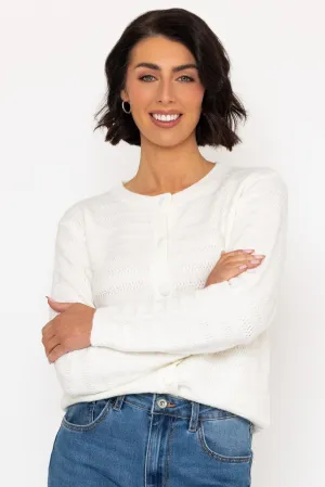 Cashmere Blend Cardigan in Ecru