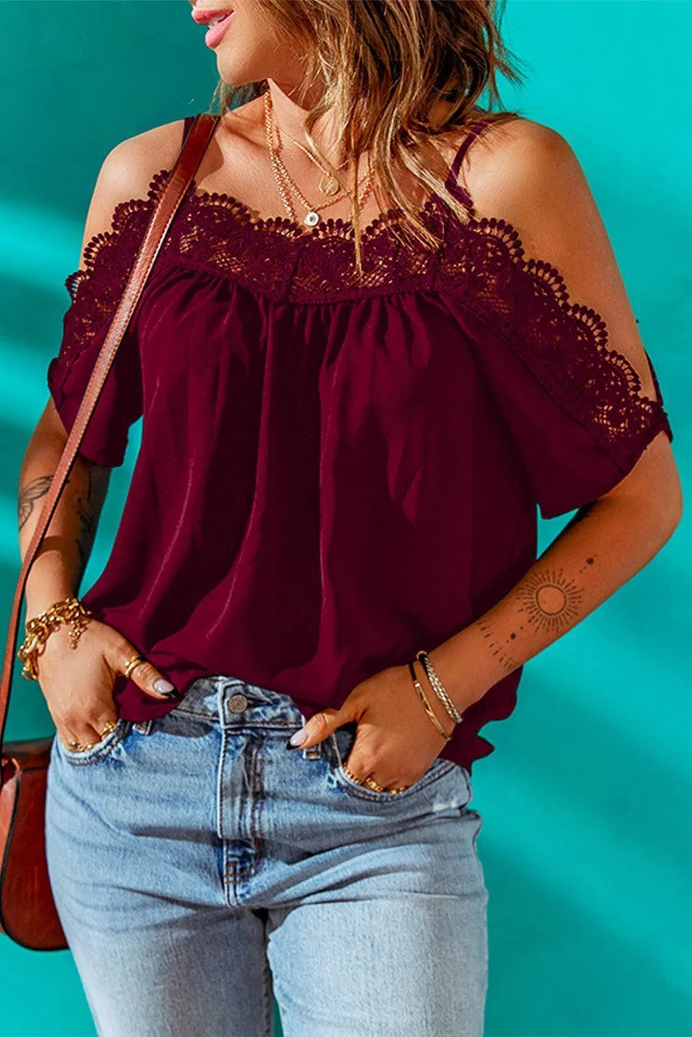Change For The Better Lace Cold Shoulder Top