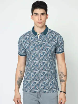 Classic Polo Mens Cotton Half Sleeve Printed Slim Fit Polo Neck Blue Color T-Shirt | BELLO - 233 A SF P