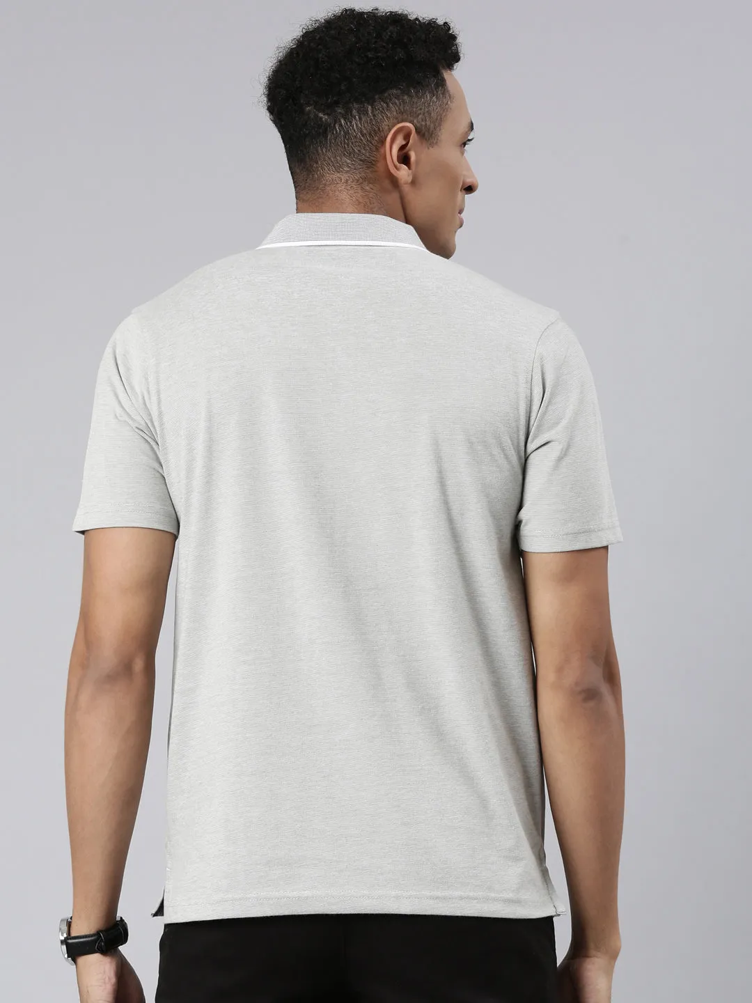 Classic Polo Men's Half Sleeve Grey Polo Neck Cotton Blend Authentic Fit T-Shirt | SWAY POLO - 01 A AFA P