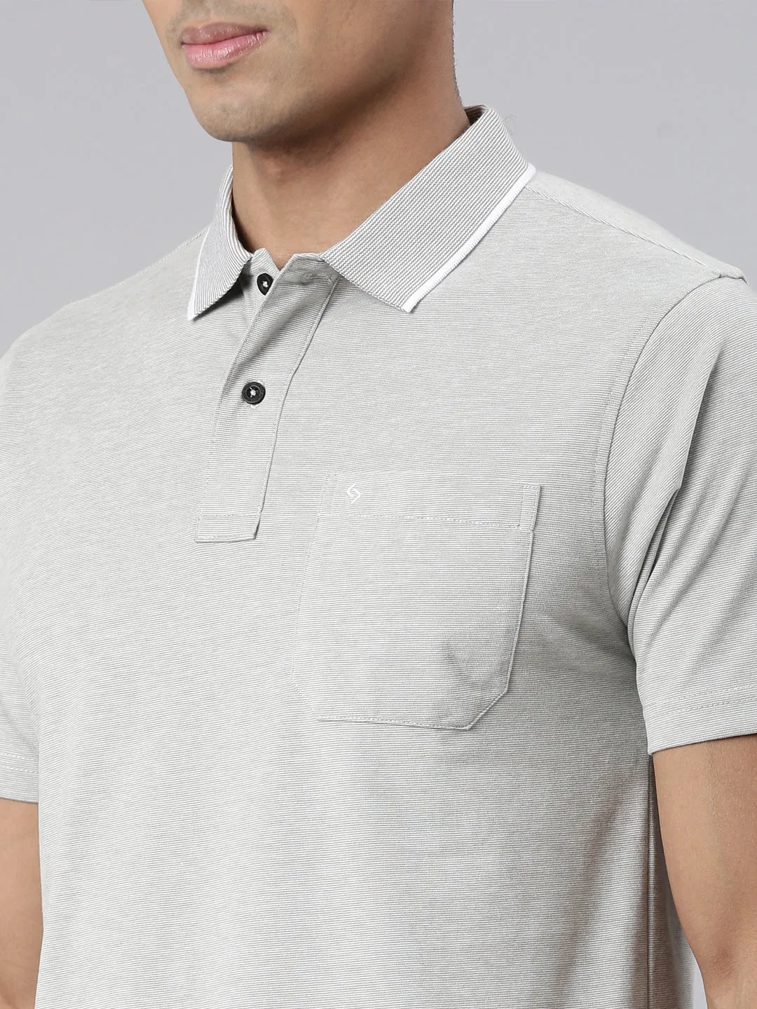 Classic Polo Men's Half Sleeve Grey Polo Neck Cotton Blend Authentic Fit T-Shirt | SWAY POLO - 01 A AFA P