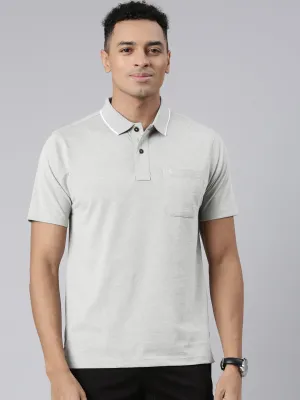 Classic Polo Men's Half Sleeve Grey Polo Neck Cotton Blend Authentic Fit T-Shirt | SWAY POLO - 01 A AFA P
