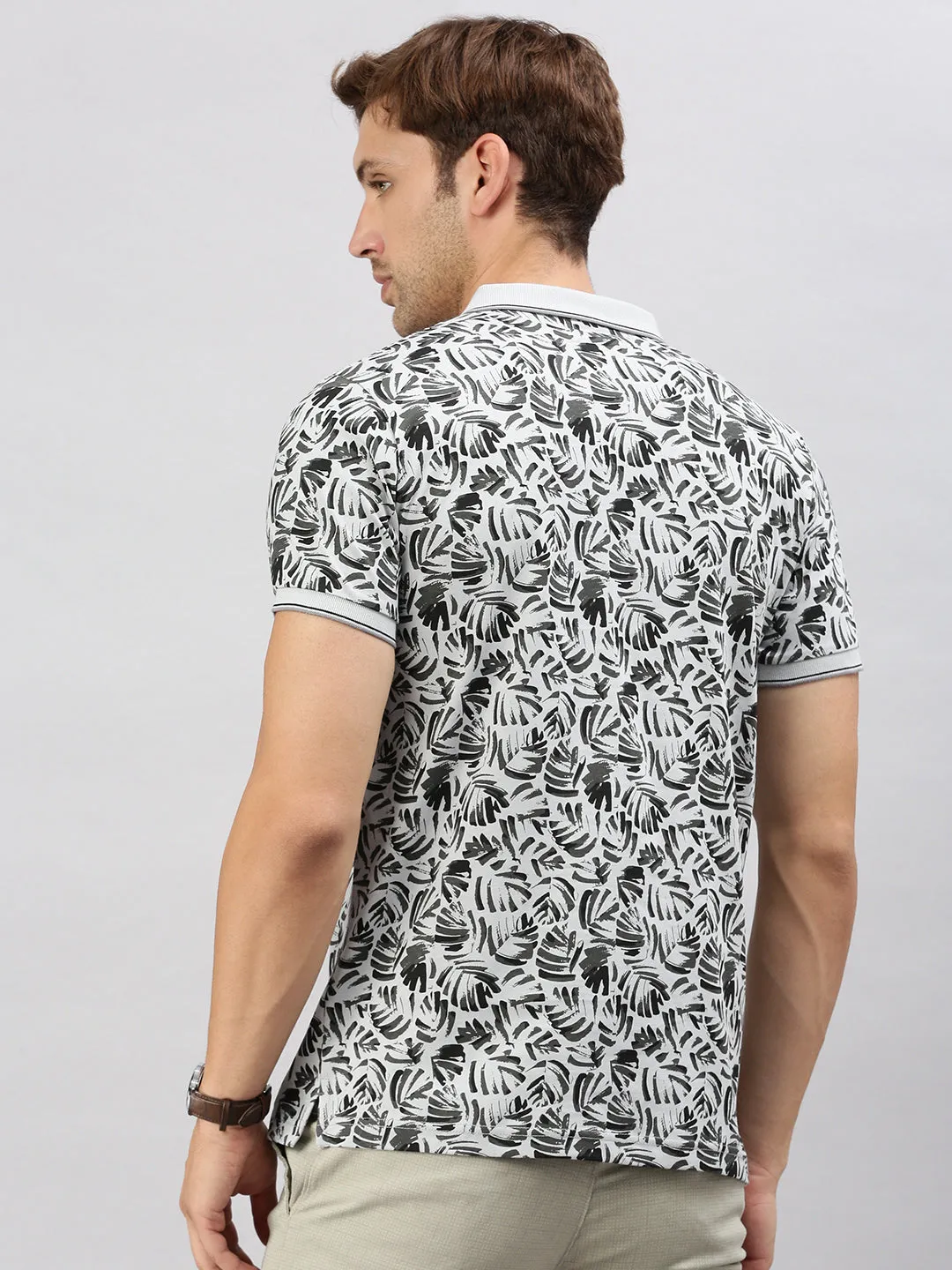 Classic Polo Men's Half Sleeve Grey/Black Polo Neck Cotton Slim Fit T Shirt | BELLO - 296 A SF P