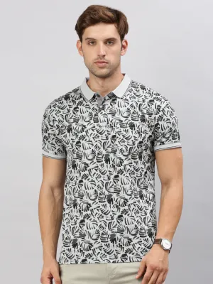 Classic Polo Men's Half Sleeve Grey/Black Polo Neck Cotton Slim Fit T Shirt | BELLO - 296 A SF P