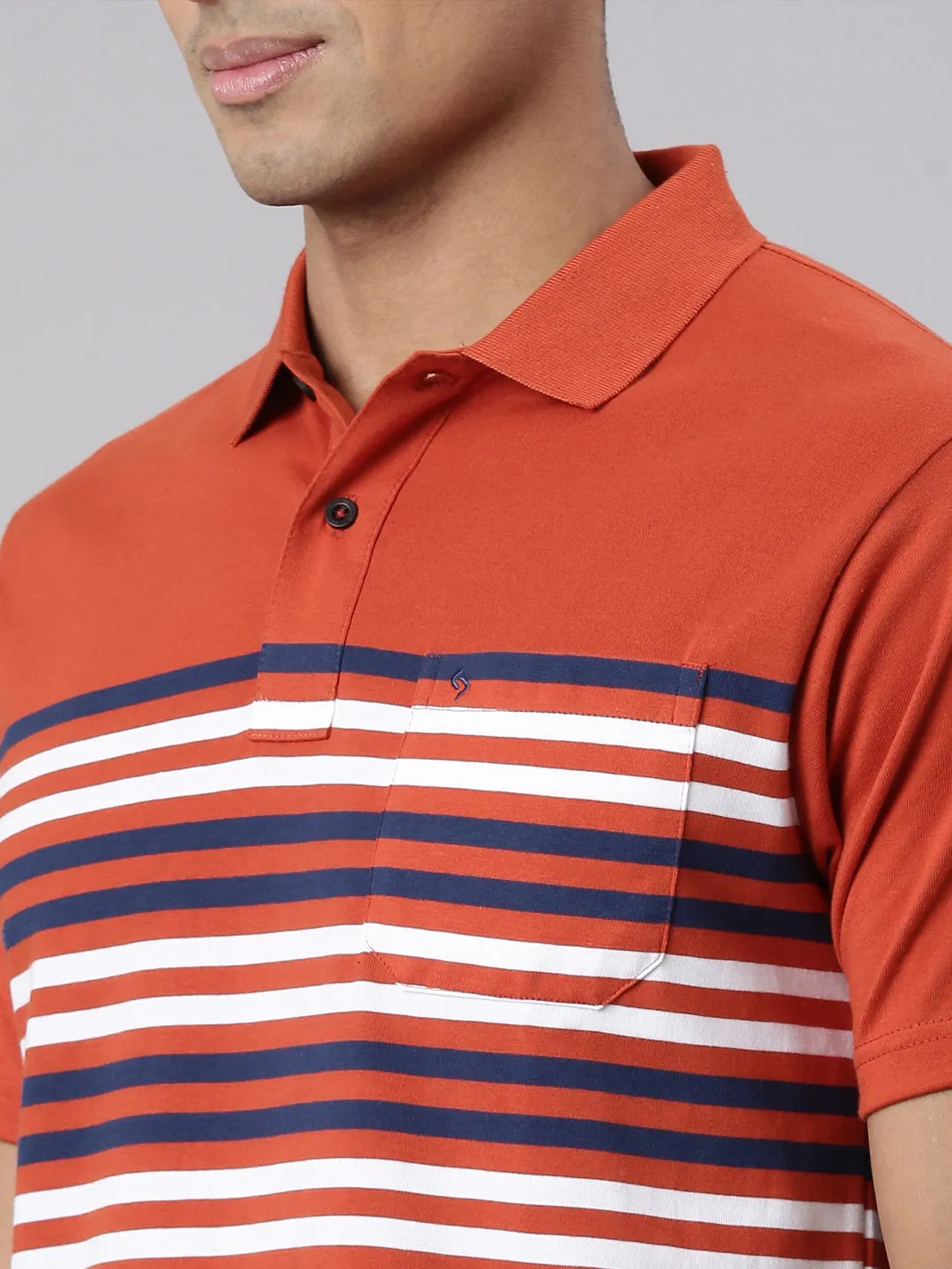 Classic Polo Men's Half Sleeve Red/White Polo Neck Cotton Blend Authentic Fit T-Shirt | AVON - 576 A AF P