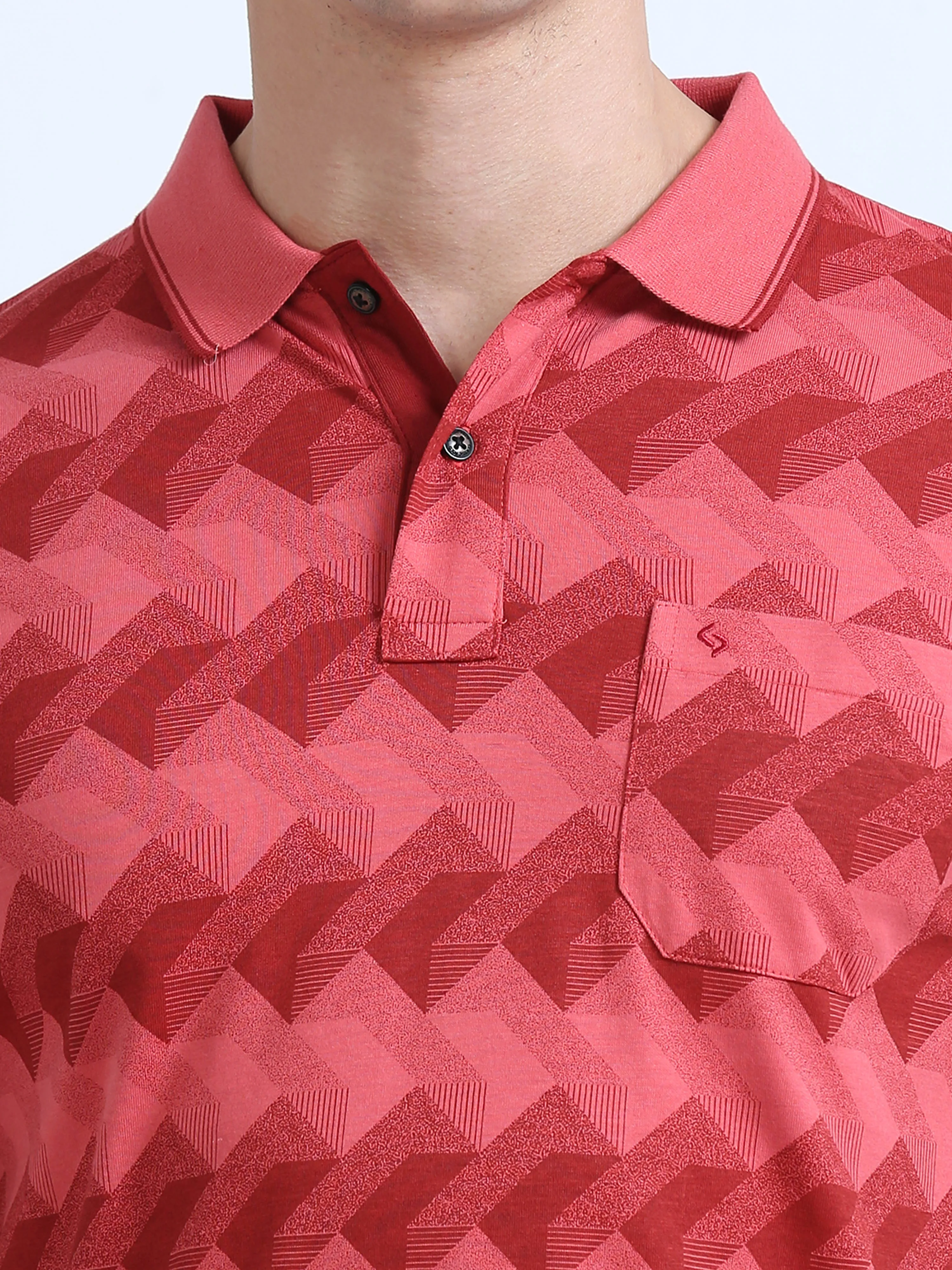 Classic Polo Men's Polo Neck Cotton Peach Slim Fit Printed T-Shirt | BELLO-234 B SF P