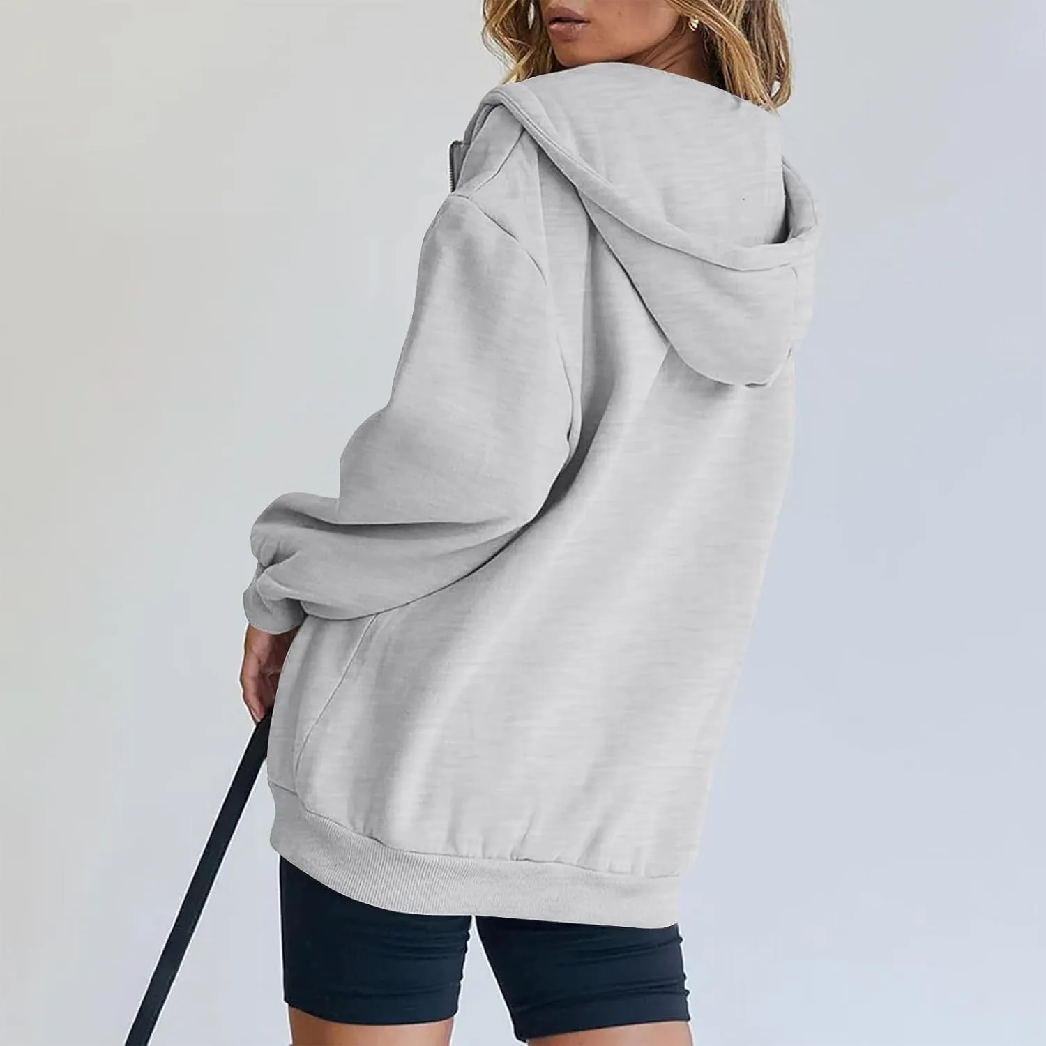 COTECRAM Womens Zip Up Hoodies Oversized Lightweight Hooded Sweatshirt Casual Long Sleeve Jacket Y2K Fall Clothes